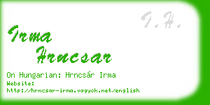 irma hrncsar business card